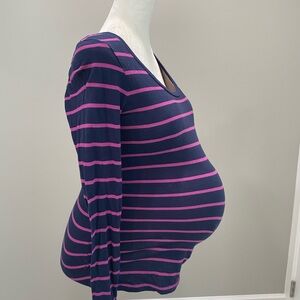 Liz Lange for Target Long Sleeve Top - Navy and Pink Stripes